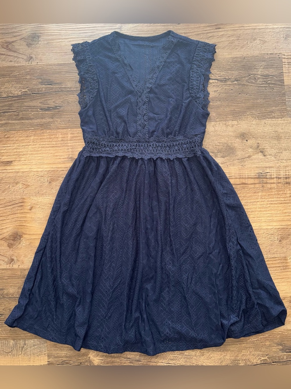 Blue Sleeveless Dress Medium Shein V Neck Lightweight Navy Sundress Summer Mini